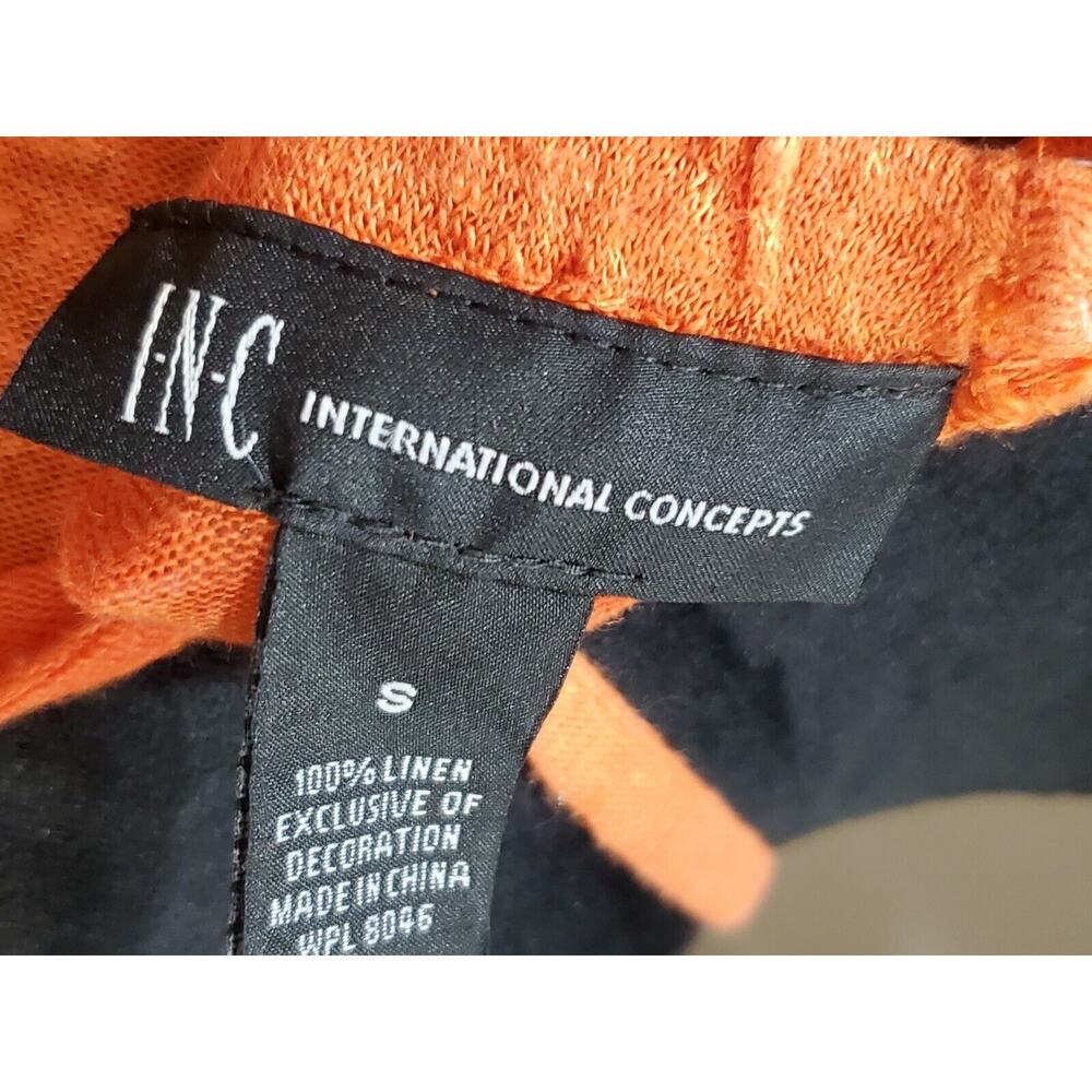 International Concepts Orange 100% Linen Round Neck Sleeveless Top Blouse Small - Picture 7 of 12